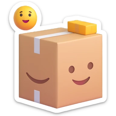 e-commerce emoji, high fidelity, smooth edges, delivery box sticker