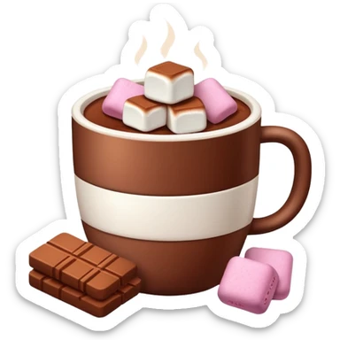 white cup with cocoa and marshmallows sticker