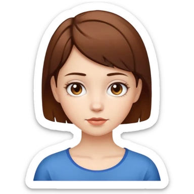Let her be a girl with white skin and short brown hair with tips up that can be seen  sticker