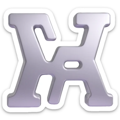 3D emoji of the word AIR, metallic silver letters with a glossy finish, floating in the air sticker