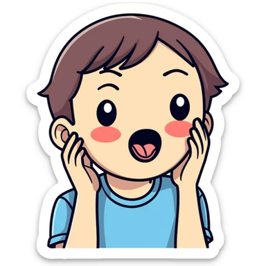 Hands in front face while sticking tongue out sticker