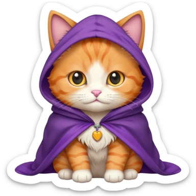 baby orange cat in purple cloak sticker