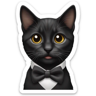 Kitten black with white whiskers and a bow tie collar sticker