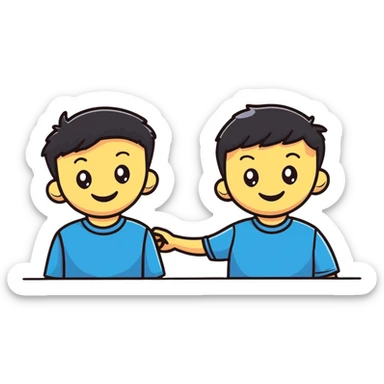 two boys smiling together sticker