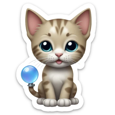kitten holding an bubble pipe in one paw  and a lighter in the other paw sticker