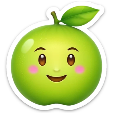 A single neon yuzu, iPhone emoji style, glossy and smooth, vibrant neon green color, high detail, simple and cute design, isolated on white background, centered composition


 sticker