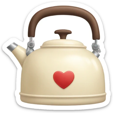 Cream colored heart shaped kettle sticker