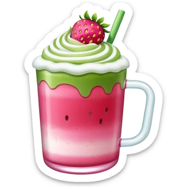 Iced strawberry matcha sticker