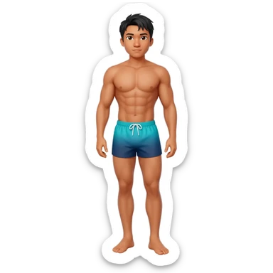 Filipino Masculine man with feet wear swim shorts muscle slim sticker