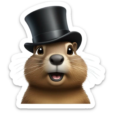 Groundhog with a top hat sticker