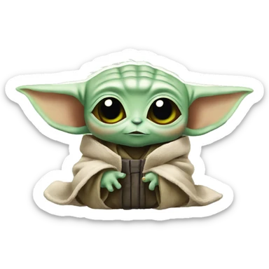 Baby yoda with anime animation  sticker