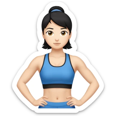 mach mir denn fintess trainer mit schwarzen haren wir er stehend steht mit gym kleidung sticker