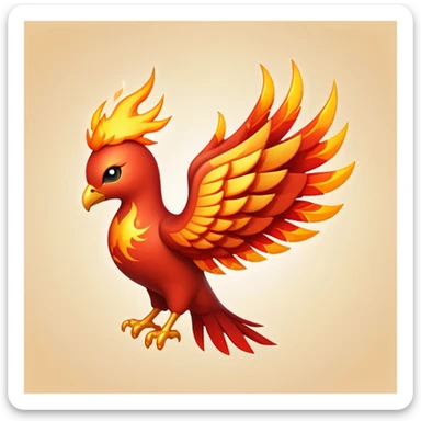 A mini emoji-style icon inspired by Free Fire, featuring a fiery phoenix or flame symbol with glowing edges, bold and sleek design, and a gaming energy. Add subtle heart or sparkle accents .Color scheme: black, red, orange, and gold, with a modern, battle-themed aesthetic. sticker
