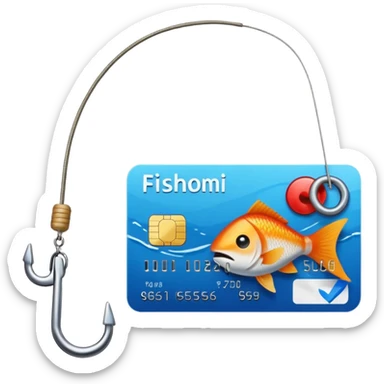credit card phishing prevention with a fishing hook sticker