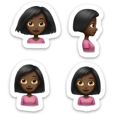 Black skinned girl with straight mid legnth hair  sticker