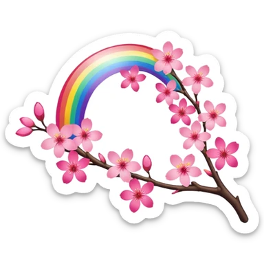 sakura branch with a rainbow sticker