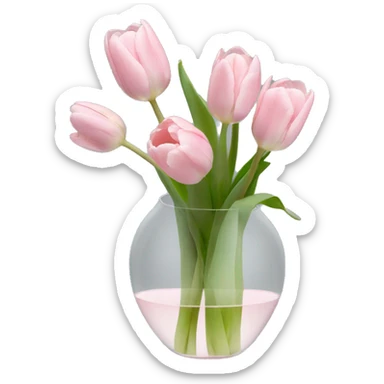 Pale pink tulips stem in clear vase sticker