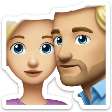 girl with With long blond hair, beautiful, thin and blue eyes kisses with man with короткими темными волосами и зелены и глазами  sticker