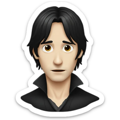 young mads mikkelsen as a sad black haired vampire sticker