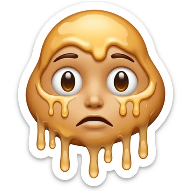 una faccina che si scioglie insinee a un liquido bianco sticker