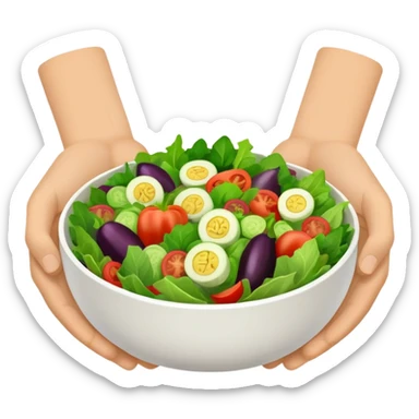 two hands holding a salad bowl sticker