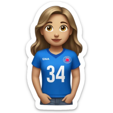 Una niña con una playera que en la playera diga cruz azul  sticker