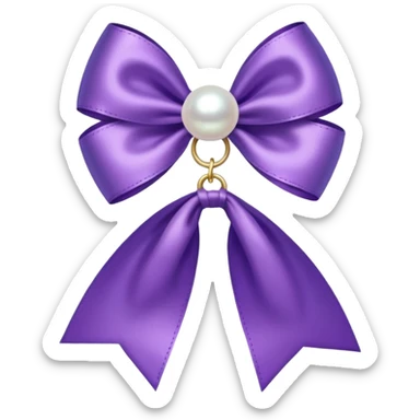 Purple bow with  hanging pearl sticker