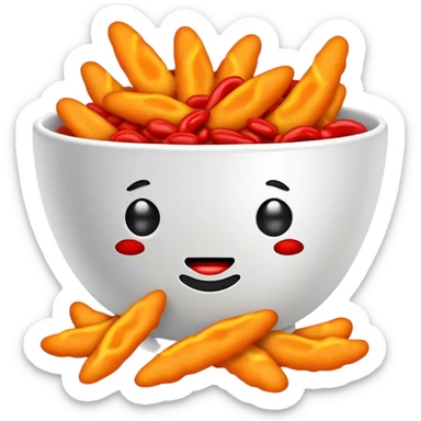 hot cheetos in a bowl with lime and hot sauce  sticker