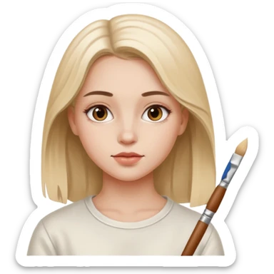 the white artist stands with his back to the painting, painting a portrait of girl sticker