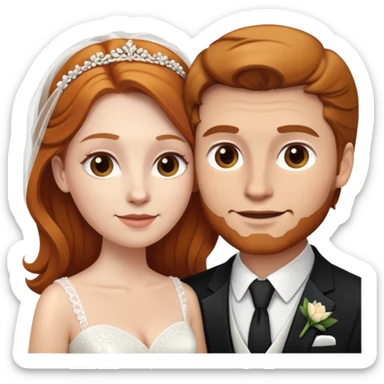 wedding couple with white man with brown hair and white woman with light ginger hair sticker