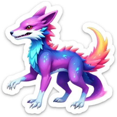 Epic Edgy Cute Colorful Nebula Modern Vernid-Protogen-Sergal-creature-animal full body sticker