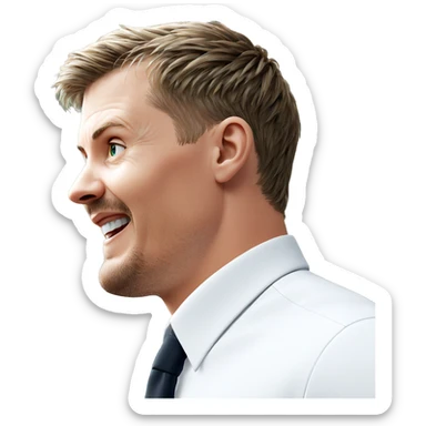 man in white shirt side view sticker