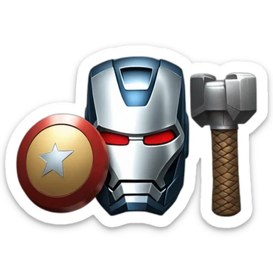 Iron man with thor's hammer and Captainn America's Shield sticker