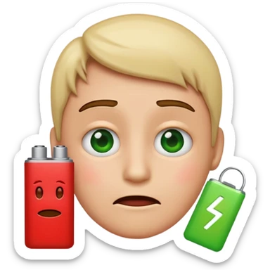 I want a emoji of low battery ang high battery, the low battery's collor is red and the high battery's color is green sticker