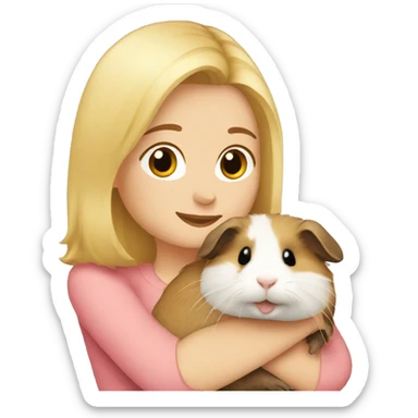 Blonde Woman hugging a guineapig sticker