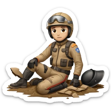 a motorcyclist lying on the ground who has just fallen sticker