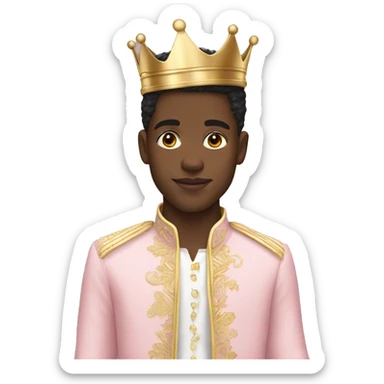 Black young prince wearing pastel pink and gold outfit  sticker