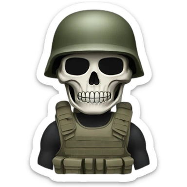 Military soldier with skeleton mask With black military gear sticker