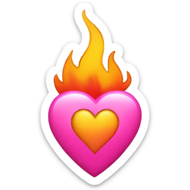 pink color heart and fire decorations sticker