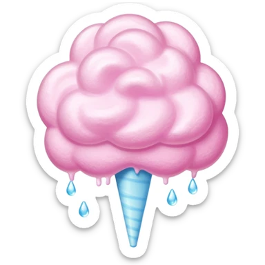 Giant cotton candy with dewdrop glaze and light reflections on surface sticker