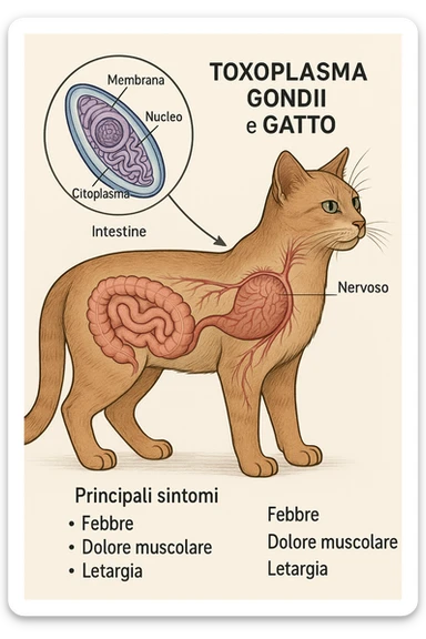 Toxoplasma gondii, infetta gatto in italiano con sintomi e anatomia sticker