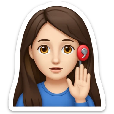 brunette woman long hair with hearing impairment sticker