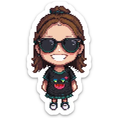 girl with a big cute smile and sunglasses sticker
