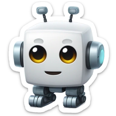 cute cubic ai robot with antennas from his head sticker