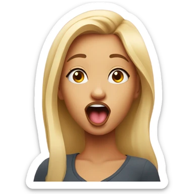 Girl making a funny face where shes sticking her tongue out. She is very beautiful, 4K, ultra quality, no flaws, cute. She is also looking upwards sticker