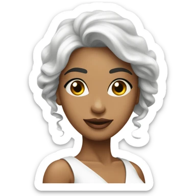 mulher morena em pe com vestido colado branco sticker