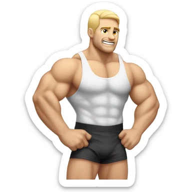 Muscular Caucasian gay bodybuilders wrestling sticker