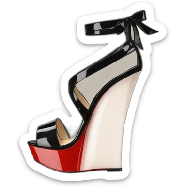 WEDGE heel LOUBOUTIN BLK PATENT Plume Sling sticker