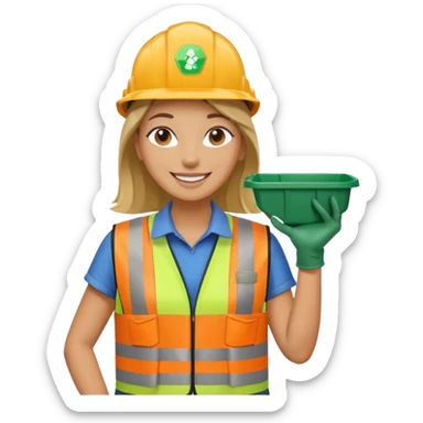 women, Waste Management, safety vest, trash picker sticker