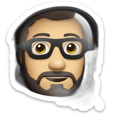 caucasian dark-bearded astronaut with white-glasses sticker